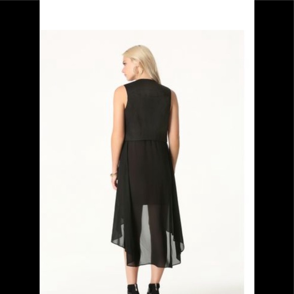 Bebe chiffon drape vest in black - Picture 2 of 6